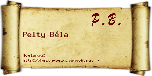 Peity Béla névjegykártya